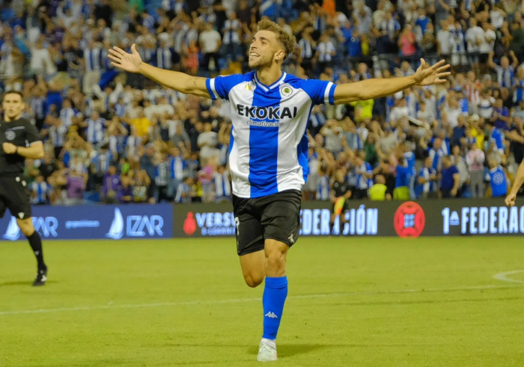 Jorge Galvañ celebra su gol al Atlético Madrileño. SHOOTORI